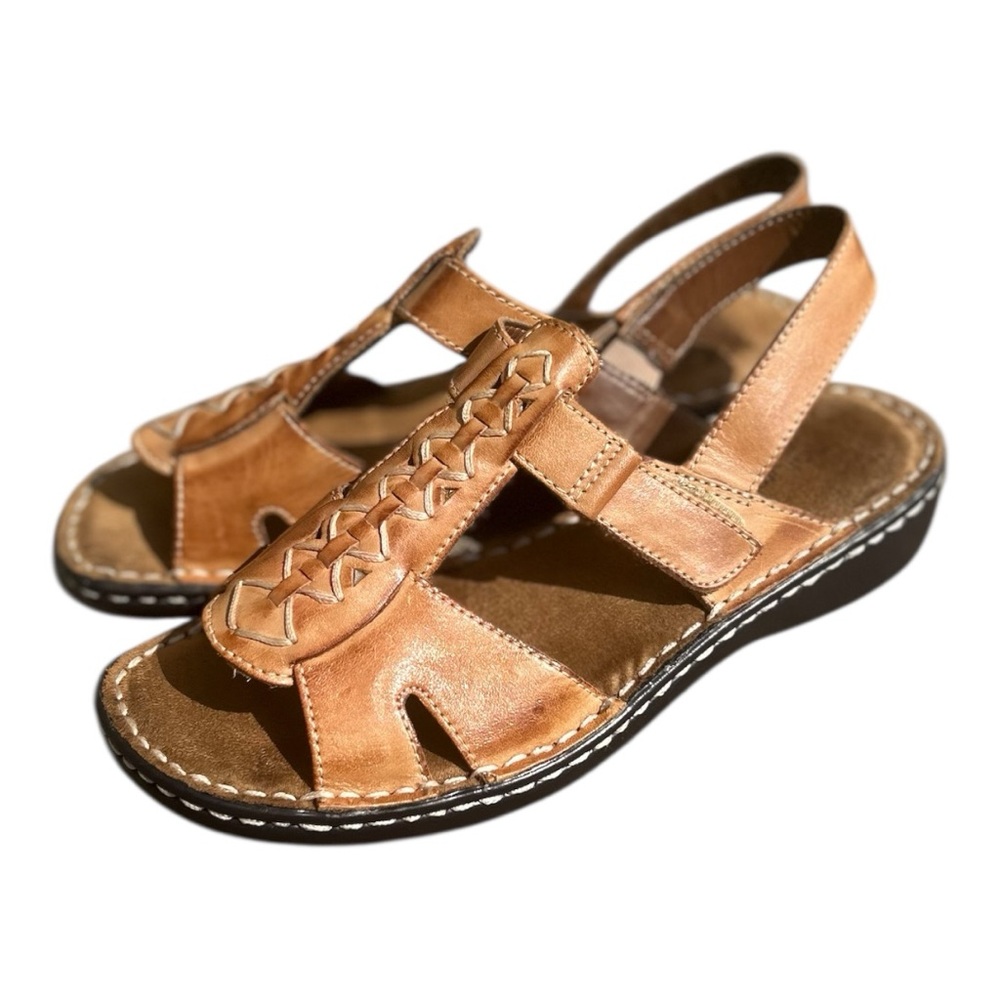 Naturalizer Light Brown Tan Neutral Leather Comfort Sandals Size 7 W